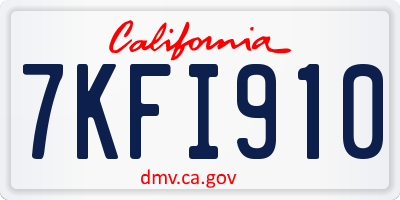 CA license plate 7KFI910