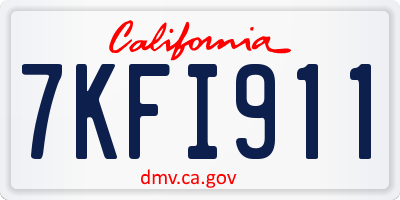 CA license plate 7KFI911