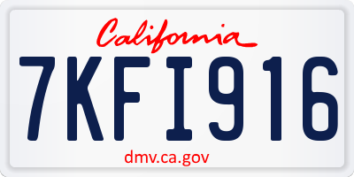 CA license plate 7KFI916