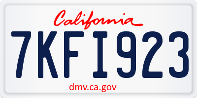 CA license plate 7KFI923