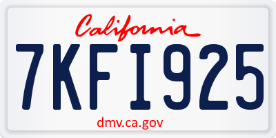 CA license plate 7KFI925