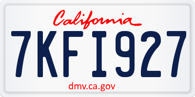 CA license plate 7KFI927