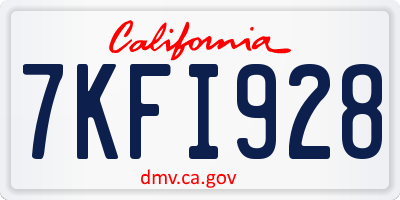 CA license plate 7KFI928