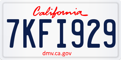 CA license plate 7KFI929