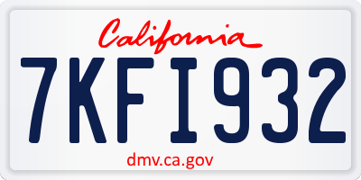CA license plate 7KFI932