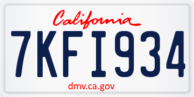 CA license plate 7KFI934