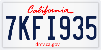 CA license plate 7KFI935