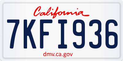 CA license plate 7KFI936