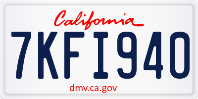 CA license plate 7KFI940