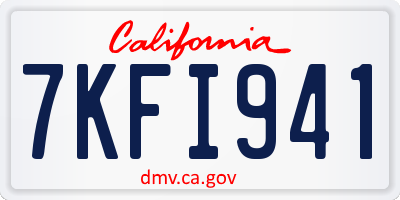 CA license plate 7KFI941
