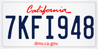 CA license plate 7KFI948