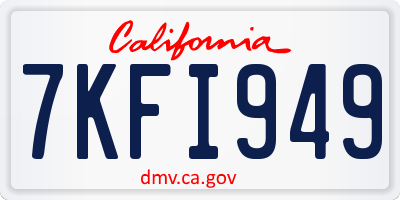 CA license plate 7KFI949