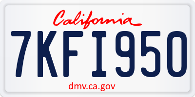 CA license plate 7KFI950