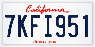 CA license plate 7KFI951