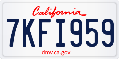 CA license plate 7KFI959