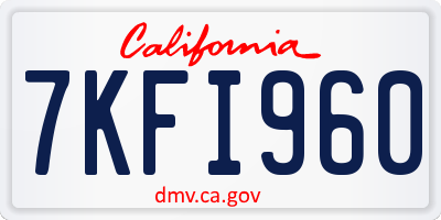 CA license plate 7KFI960