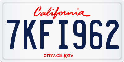 CA license plate 7KFI962