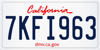 CA license plate 7KFI963