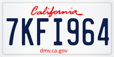 CA license plate 7KFI964