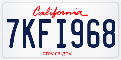 CA license plate 7KFI968