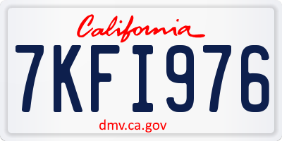 CA license plate 7KFI976
