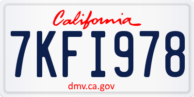 CA license plate 7KFI978