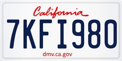 CA license plate 7KFI980