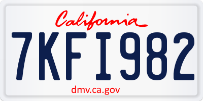 CA license plate 7KFI982