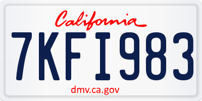 CA license plate 7KFI983