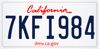 CA license plate 7KFI984