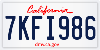 CA license plate 7KFI986