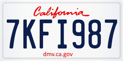 CA license plate 7KFI987