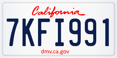 CA license plate 7KFI991