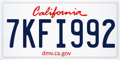 CA license plate 7KFI992
