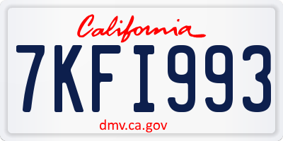 CA license plate 7KFI993