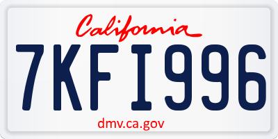CA license plate 7KFI996