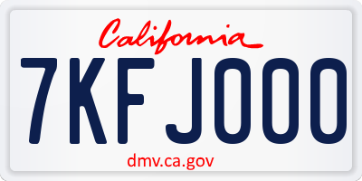CA license plate 7KFJ000