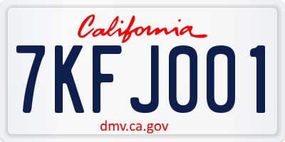 CA license plate 7KFJ001