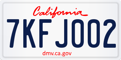 CA license plate 7KFJ002