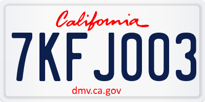 CA license plate 7KFJ003