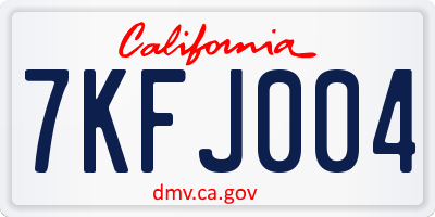 CA license plate 7KFJ004