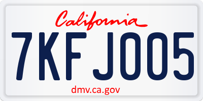 CA license plate 7KFJ005