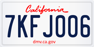 CA license plate 7KFJ006