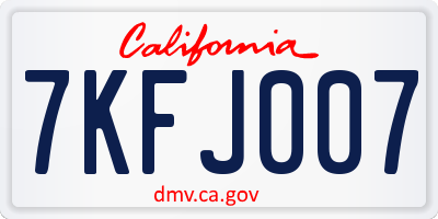 CA license plate 7KFJ007