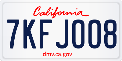 CA license plate 7KFJ008