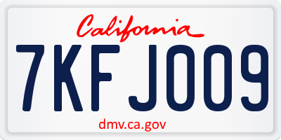 CA license plate 7KFJ009