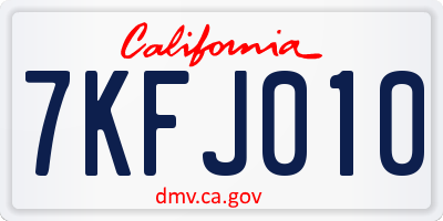 CA license plate 7KFJ010