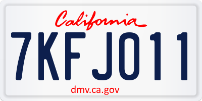 CA license plate 7KFJ011