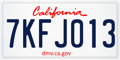 CA license plate 7KFJ013