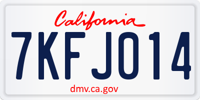 CA license plate 7KFJ014